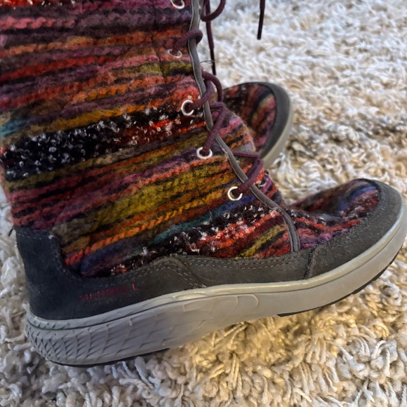 Merrell Womens Grey Multi Knit Suede Faux Fur Mid Calf Winter Boots Size 6 - Picture 6 of 13